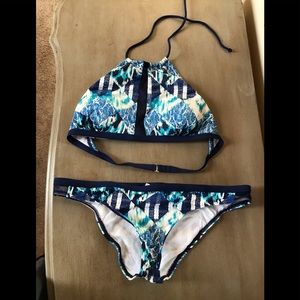 BCBG Two-Piece, High Neck Swimsuit